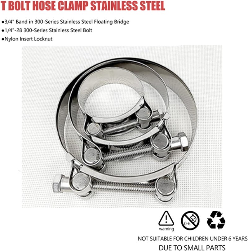 Botten 4 Pack 3" T-Bolt Hose Clamp, Clamp Range 83-91mm for 3" Hose ID, hose clamps Stainless Steel,heavy duty,radiator hose clamps - Image 4